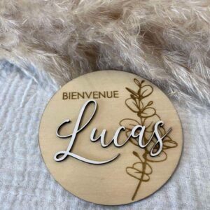 Pancarte bienvenue - annonce naissance bébé - Eucalyptus