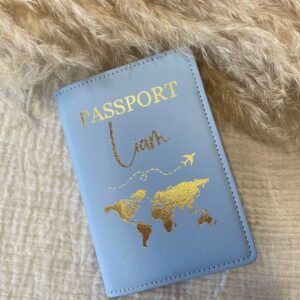Protège passeport personnalisé bleu