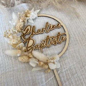 Cake topper fleurs blanches