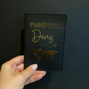Protège passeport personnalisé noir