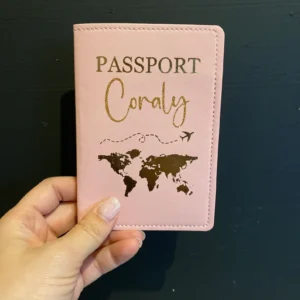 Protège passeport personnalisé rose