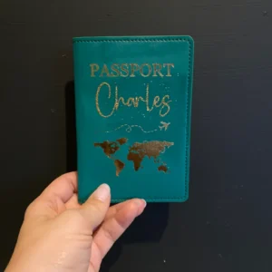 Protège passeport personnalisé vert
