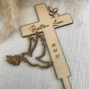 Cake topper croix baptême