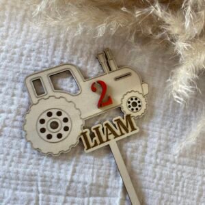 Cake topper tracteur personnalisé