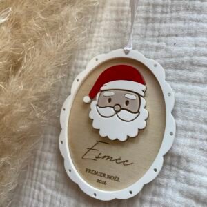 Médaillon père noël bois et plexiglass